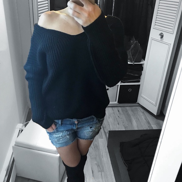 LAST 1 ▪️Black Lace Up Knitted Sweater - Picture 4 of 5